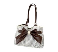 Qianly Damen Tote Bag Umhängetasche Bow Tasche Shopper Aus Robustem Stoff Modisches Punktdesign Und Praktische Innenaufteilung Tragenfreundlich für Arbeit Fr, Weiß