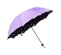 Qianly Kompakter Regenschirm für Reisen, Tragbarer Taschenschirm mit 10 Rippen für Strand Und Outdoor, LILA