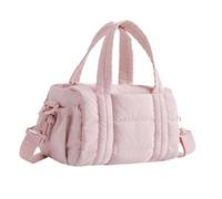 Qianly Puffer Tote Bag Als Schultertasche für Damen Stilvolle Shopper Tasche mit Reißverschluss Und Verstellbarem Riemen Aus Robustem Nylon für Schule Sport, Rosa