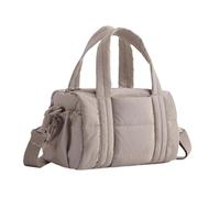 Qianly Puffer Tote Bag Als Schultertasche für Damen Stilvolle Shopper Tasche mit Reißverschluss Und Verstellbarem Riemen Aus Robustem Nylon für Schule Sport, Kamel