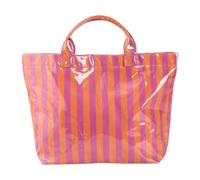 Qianly Work Tote Geräumige Fitness Handtasche Sport Schulter Tasche Reisetasche Aus PVC mit Gestreiftem Muster Und Reißverschluss für Damen Arbeit Und, Orange Rosa