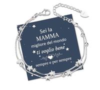 QianSiLi Beste Mama Geschenk Muttertag Für Frauen Geburtstag,Armband Silber 925 Damen,Mutter Tochter Geschenk Für Mama,Oma,Personalisiertes Armband Damen（6 Stern-1）