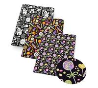 Qiantull 3 Stück Halloween Patchwork Stoffe 50x145cm Halloween Stoffbündel Stoffreste Stoffpaket zum Nähen Halloween Gedruckt Stoff für Halloween Erntedankfest Festival Party Set 1#