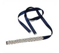 Qiantull Strass Braut Gürtel Hochzeit Schärpe Strass Satin Brautgürtel Glitzergürtel Kleidgürtel Glitzer Kristall Braut Schärpe Bride Belt für Hochzeit Party Brautkleid Abendkleid Dunkelblau
