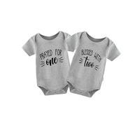 QIANWANYI Baby Zwillinges Baby Bodys With Two For One Neugeborenen Strampler Jungen Mädchen Geschenk Zwillinge Babybekleidung(grau One 6m)