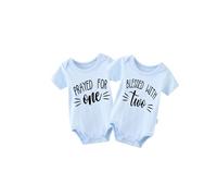 QIANWANYI Baby Zwillinges Baby Bodys With Two For One Neugeborenen Strampler Jungen Mädchen Geschenk Zwillinge Babybekleidung(blau One 3m)