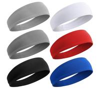 Qianyu 6 Stück Sport-Stirnbände für Kinder, Elastische Schweißbänder Atmungsaktive Headband Weiche Stirnband Sport Haarband für Baseball Fußball Laufen und andere Sportliche Aktivitäten