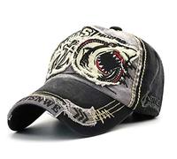 QICHEN Vintage Distressed Cotton Baseball Caps Snapback Sport Trucker Hat (Schwarz)