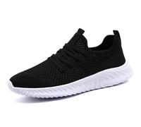 QIJGS Sportschuhe Herren Sneaker Running Laufschuhe Schuhe Turnschuhe Wanderschuhe Straßenlaufschuhe Tennisschuhe Leicht Fitnessschuhe Jogging Walking Slip on Schwarz 42