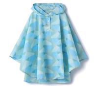 QIKADO Regenponcho Kinder Regencape Unisex Wasserdicht Wiederverwendbar Mädchen Regenjacke mit Kapuze für Fahrrad Wandern Schule Geometrisches Blau/S