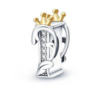 QIKAOLA 925 Sterling Silber Buchstabe Charms A-Z Alphabet Perlen für Pandora Armband und Halskette Silber Charme Perlen Anhänger Kompatibel mit europäischen Armbänder Halskette für Frauen