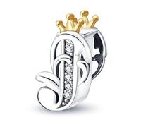 QIKAOLA 925 Sterling Silber Buchstabe Charms A-Z Alphabet Perlen für Pandora Armband und Halskette Silber Charme Perlen Anhänger Kompatibel mit europäischen Armbänder Halskette für Frauen
