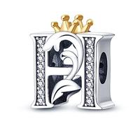 QIKAOLA 925 Sterling Silber Buchstabe Charms A-Z Alphabet Perlen für Pandora Armband und Halskette Silber Charme Perlen Anhänger Kompatibel mit europäischen Armbänder Halskette für Frauen