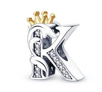QIKAOLA 925 Sterling Silber Buchstabe Charms A-Z Alphabet Perlen für Pandora Armband und Halskette Silber Charme Perlen Anhänger Kompatibel mit europäischen Armbänder Halskette für Frauen