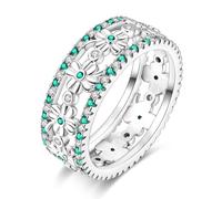 QIKAOLA 925 Sterling Silber Frauen Mond Stern Evil Eye Ring - Bunte Vintage Cubic Zirconia Stapelbar Erklärung Ringe für Frauen Mädchen