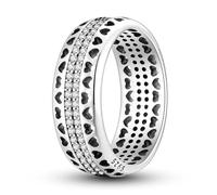 QIKAOLA 925 Sterling Silber Frauen Mond Stern Evil Eye Ring - Bunte Vintage Cubic Zirkonia Stapelbare Statement Ringe für Frauen Größe 6-9