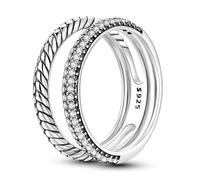 QIKAOLA 925 Sterling Silber Frauen Mond Stern Evil Eye Ring - Bunte Vintage Cubic Zirkonia Stapelbare Statement Ringe für Frauen Größe 6-9