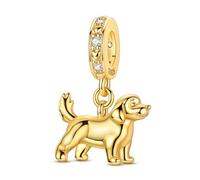 QIKAOLA Gold anhänger für Pandora-Armbänder S925 Sterlingsilber Hund/Löwe/Tiere Anhänger für Frauen