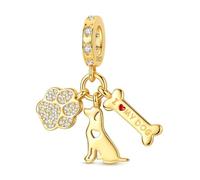 QIKAOLA Gold anhänger für Pandora-Armbänder S925 Sterlingsilber Hund/Löwe/Tiere Anhänger für Frauen