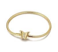QIKAOLA Gold herz-Armbänder für Damen S925 Silber mit vergoldeten Moments-Armbändern für Pandora-Charm-Anhänger