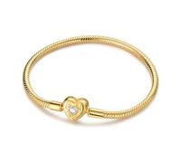 QIKAOLA Gold herz-Armbänder für Damen S925 Silber mit vergoldeten Moments-Armbändern für Pandora-Charm-Anhänger