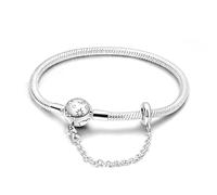 QIKAOLA S925 Silber Pandora Armbänder für Frauen Snake Chain Armbänder passt für Pandora Charms