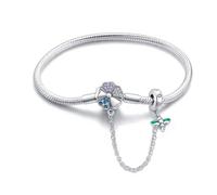 QIKAOLA S925 Silber Pandora Armbänder für Frauen Snake Chain Armbänder passt für Pandora Charms