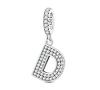 QIKAOLA S925 Sterling Silber A-Z Buchstaben Charms für Pandora Armbänder 26 Alphabet Charms für Frauen Schmuck Geschenk
