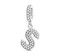 QIKAOLA S925 Sterling Silber A-Z Buchstaben Charms für Pandora Armbänder 26 Alphabet Charms für Frauen Schmuck Geschenk