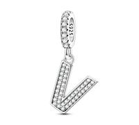 QIKAOLA S925 Sterling Silber A-Z Buchstaben Charms für Pandora Armbänder 26 Alphabet Charms für Frauen Schmuck Geschenk