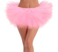 qikqik Tutus für Damen, 5-lagig, flauschiger Rock, Erwachsenen-Tutu-Röcke für Damen, Tüllrock, Halloween-Tutu-Kostüme, 80er-Jahre-Tutus, Pink, Einheitsgröße