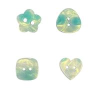 QILANJO Knöpfe aus Kunstharz, 2 Löcher, Blume, quadratisch, Herz/Dreieck, flache Rückseite, für Hemden, Blusen, Kleider, Verzierungen, Dekoration, Handwerk, 80 Stück, Blaugrün