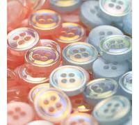 QILANJO Runde Nähknöpfe, 11 mm, 4 Löcher, klein, Harz, Ersatzknöpfe für Hemden, Blusen, Kleider, Strickjacken, Verzierungen, Dekoration, Handwerk, Blau/Rosa/Weiß, 90 Stück