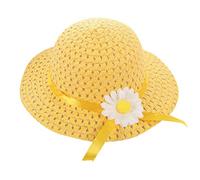 QingHUImao Strohhut Mädchen Sonnenhut Sommer UV Schutz 50 Sonnenhut Mädchen Beach Sun Hat Baby Kleinkind Strohhut Atmungsaktiv Kinder Strohhut Blumendekoration Stroh Sommerhut für Outdoor-Aktivitäten