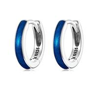 Qings Creolen Kleine Blaue Damen - 925 Sterling Silber Emaille Kleine Knorpel Creolen Huggie Hypoallergen Schmuck Geschenk für Frauen Mädchen Männer