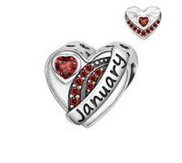 Qings Geburtsstein Herz Charms Beads Silber 925 Geburtsstein Charm Anhänger Schmuck Kompatibel Europäischen Armbändern Halskette für Mutter Weinachten Geburtstagsgeschenk