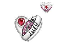Qings Geburtsstein Herz Charms Beads Silber 925 Geburtsstein Charm Anhänger Schmuck Kompatibel Europäischen Armbändern Halskette für Mutter Weinachten Geburtstagsgeschenk