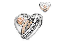 Qings Geburtsstein Herz Charms Beads Silber 925 Geburtsstein Charm Anhänger Schmuck Kompatibel Europäischen Armbändern Halskette für Mutter Weinachten Geburtstagsgeschenk