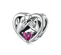 Qings Mutter und Tochter Charm 925 Sterling Silber Familie Schwester Herz Charme für Europäische Armbänder und Halskette Geburtstag Schmuck Geschenk für Damen Mama Oma