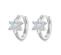 Qings Schneeflocken Creolen Ohrringe für Frauen 925 Sterling Silber Weihnachten Winter Eis Blume Zirkonia Ohrringe Geburtstag Geschenke für Damen