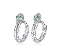 Qings Sterling Silber Schlangen Creolen Ohrringe Mini Creolen Silber 925 Snake Earrings Zirkonia Tier Ohrringe Schlangen Schmuck für Mädchen Damen