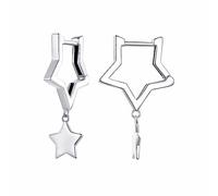 Qings Stern Creolen Ohrringe für Frauen Mädchen - 925 Sterling Silber Stern Kleine Creolen Hypoallergen Geometrische Star Huggie Ohrringe Geburtstags Geschenk für Damen