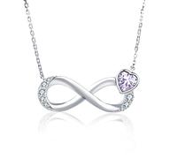 Qings Unendlichkeit Halskette mit Herz Alexandrit Geburtsstein Juni 925 Sterling Silber Infinity Zirkonia Anhänger Ketten Geburtstag Valentinstag Weihnachten Muttertag Schmuck Geschenke für Damen