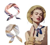 QINGZY 2 Stück Quadratischer Damen Schal, Schal aus Imitierter Seide, Impressionismus-Muster Vintage-schals, Grafikdruck Halstücher Damen für Büroarbeit oder lässigen Bund(53 x 53 cm)