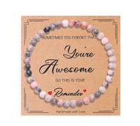 QINJIEJIE 4mm Armband Damen Geschenk für Mama Rosa Zebra Jade Perlenarmband für Damen, Heilsteine Armband Elegantes Glücksarmband Geschenke Mama Freundin Mutter Schwester