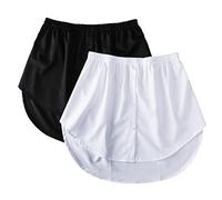QinMMSPORTS 2 Stück Damen Mini Unterrock Lower Skirt Sweep Hemd Verlängerung Rock mit n, Hemdverlängerung FakeHoodie Extender, Layering FakeTop Minirock Saum Schichtung gefälschte (A, XL)