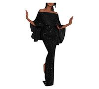 Qiribati Frauen Hip Wrap Maxi Kleid Rüschen Von Schulterkleidern Glänzender Hochzeits Gast Cocktailkleid