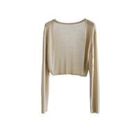 QIRUIXIANG Bolero Damen Strickjacken für Damen, Leichte Oberbekleidung, Shrug Schal, Bolero, Langärmelig, Kurze Pullover, Strickoberteile, Jacke für Hochzeiten, Bolero für Kleid, Khaki, M