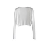 QIRUIXIANG Damen StrickjackeStrickjacken für Damen, Leichte Oberbekleidung, Shrug Schal, Bolero, Langärmelig, Kurze Pullover, Strickoberteile, Jacke für Hochzeiten, Bolero für Kleid, Weiß, S