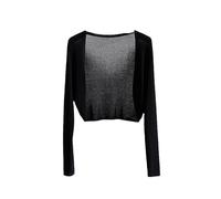 QIRUIXIANG Strickjacken für Damen Strickjacken für Damen, Leichte Oberbekleidung, Shrug Schal, Bolero, Langärmelig, Kurze Pullover, Strickoberteile, Jacke für Hochzeiten, Bolero für Kleid, Schwar